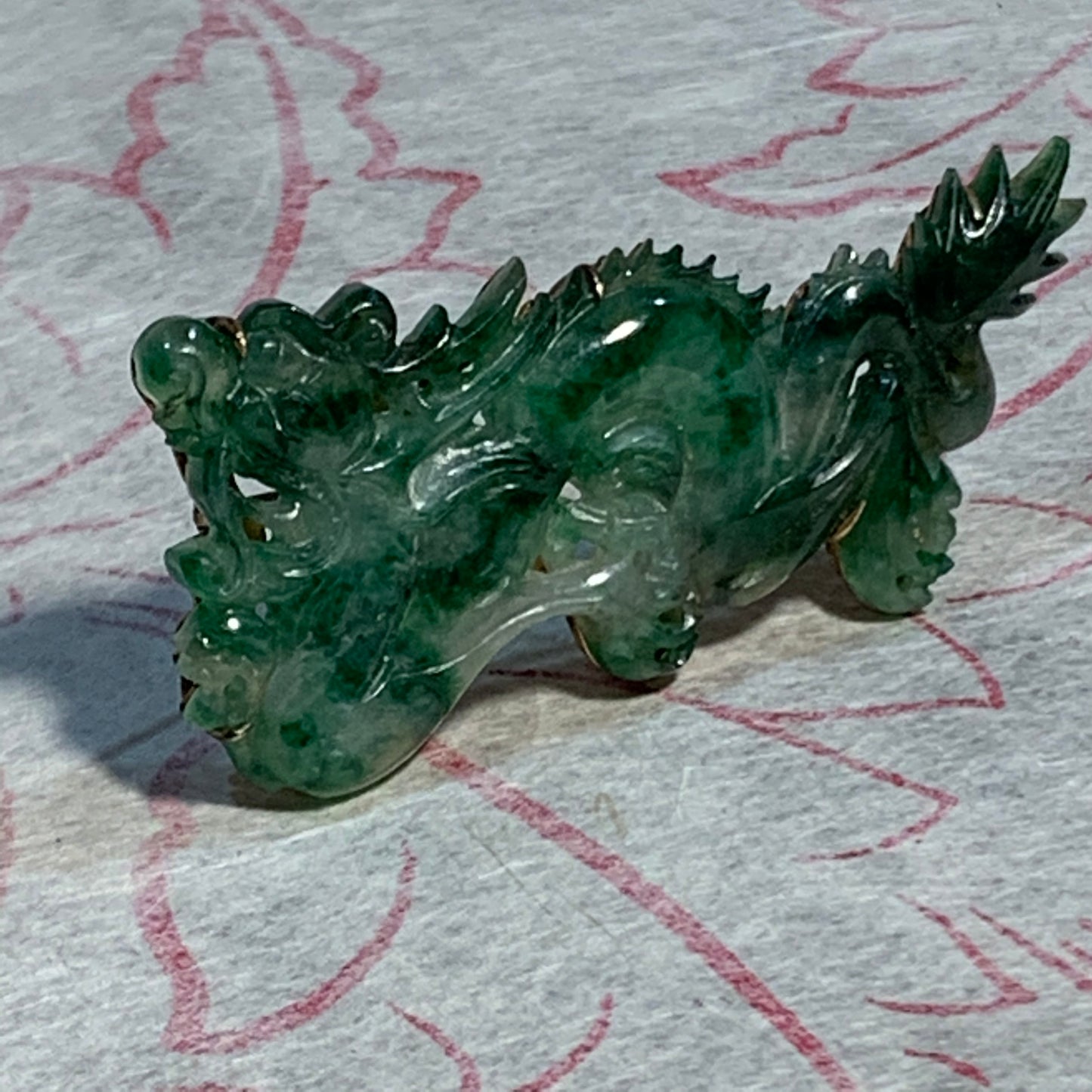 Antique jade dragon brooch