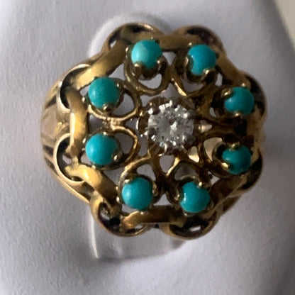Turquoise and gold ring