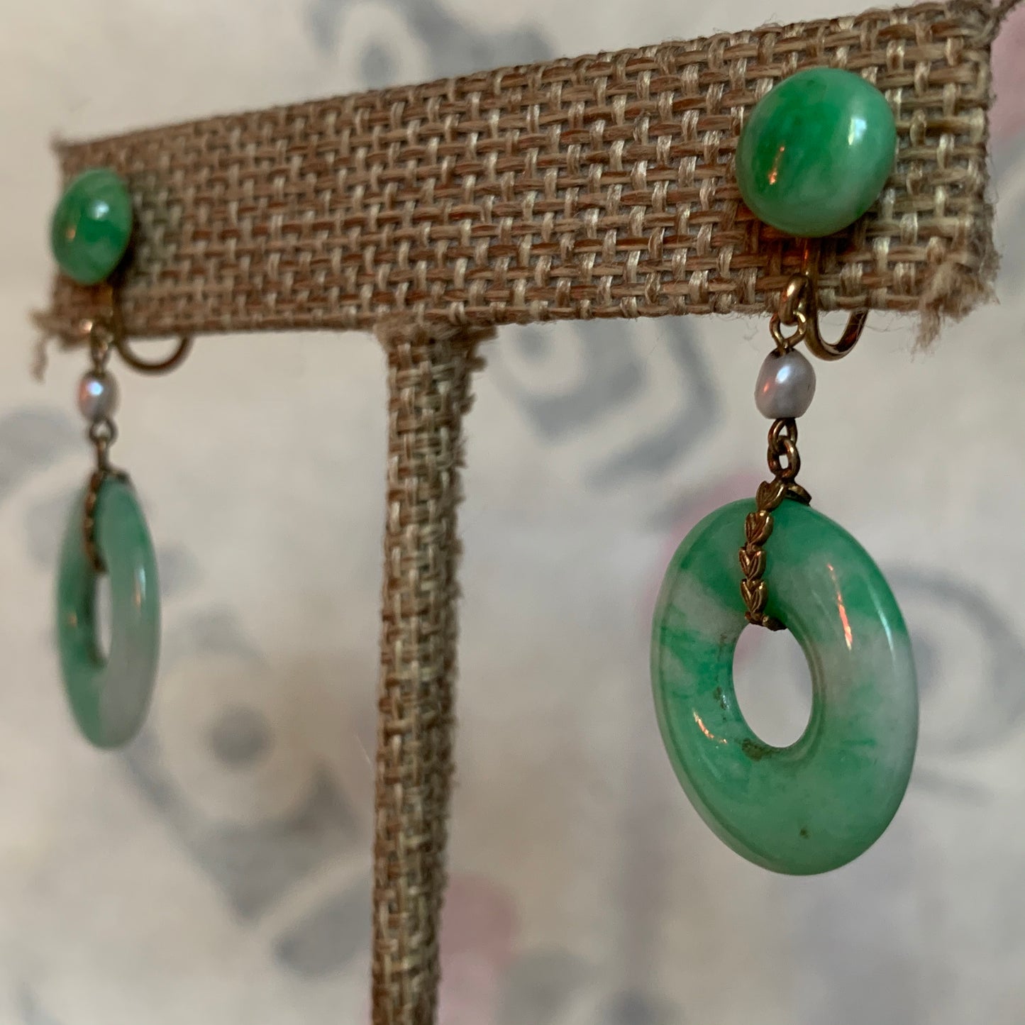 A pair of jade earrings