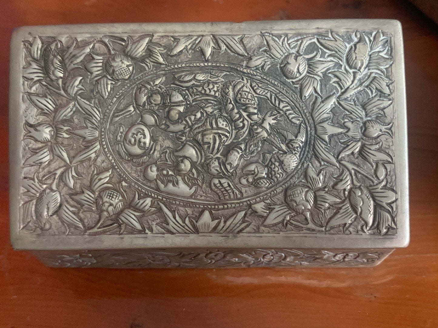A silver repousse box