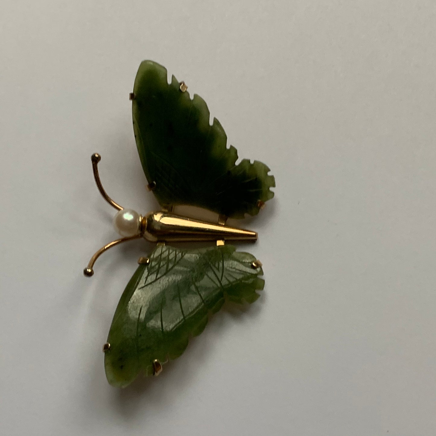 Nephrite jade butterfly brooch