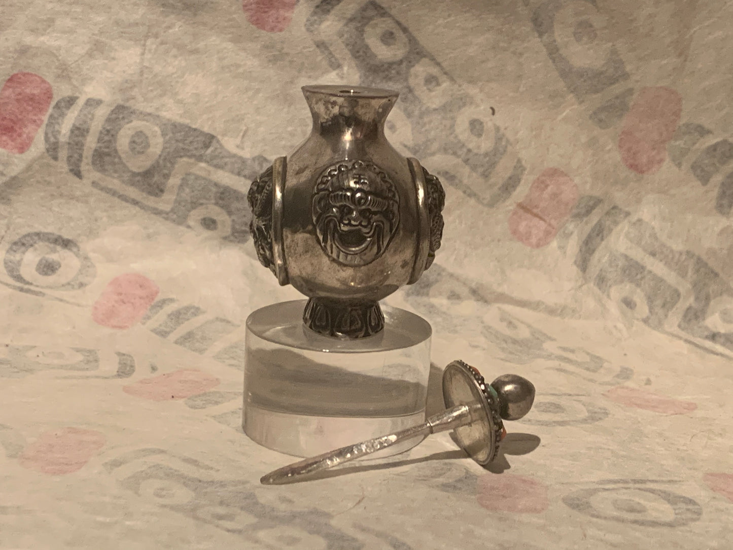 Antique Mongolian silver snuff bottle