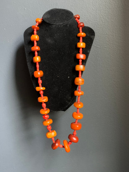 Amber and coral necklace