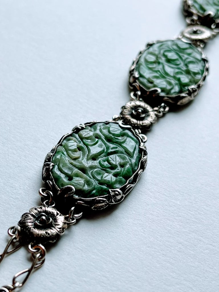 Vintage Jade and silver bracelet