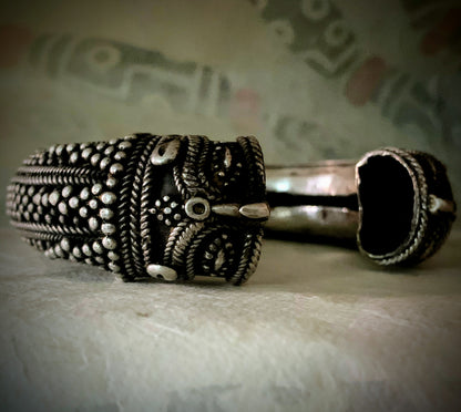 An antique Indian silver cuff bangle