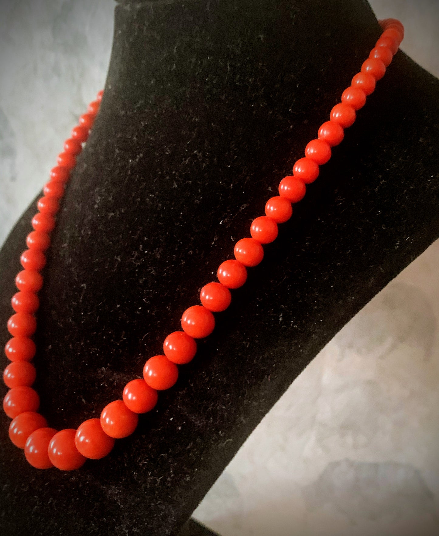 A 16” long antique coral necklace