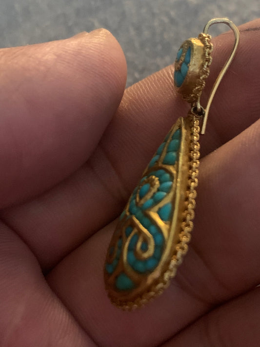 Antique turquoise ear rings