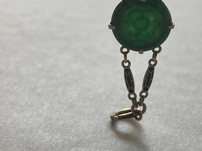 Vintage bracelet with jade in 14kt Art Deco style enamel work.