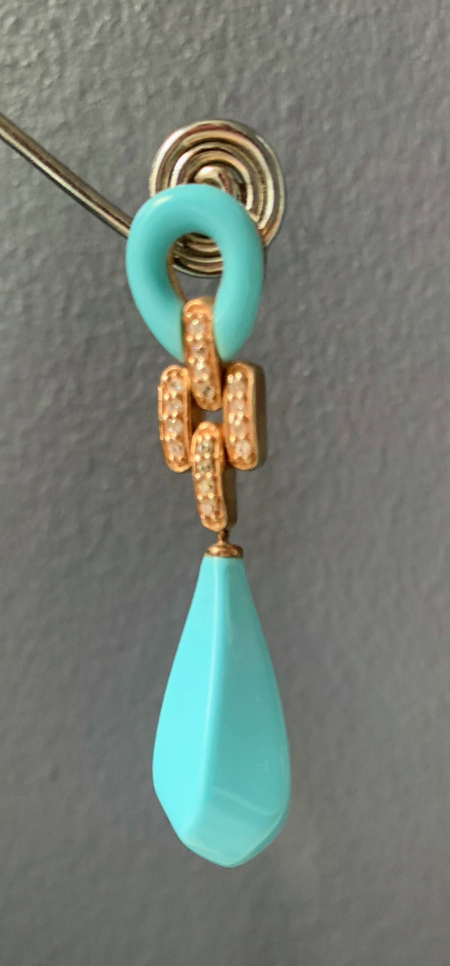 Turquoise gilt silver ear rings