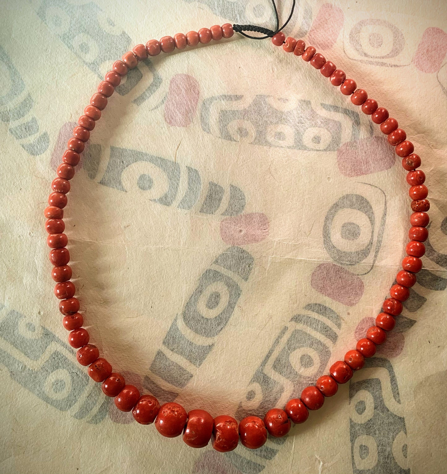 A necklace with antique coral beads