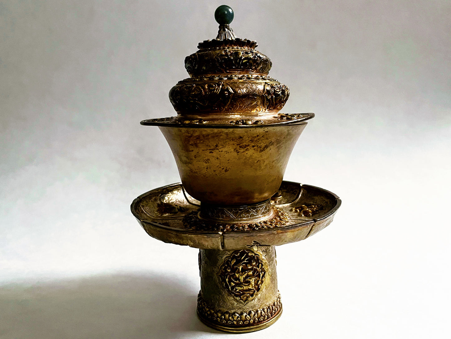 A vintage Gilt silver Tibetan cup stand