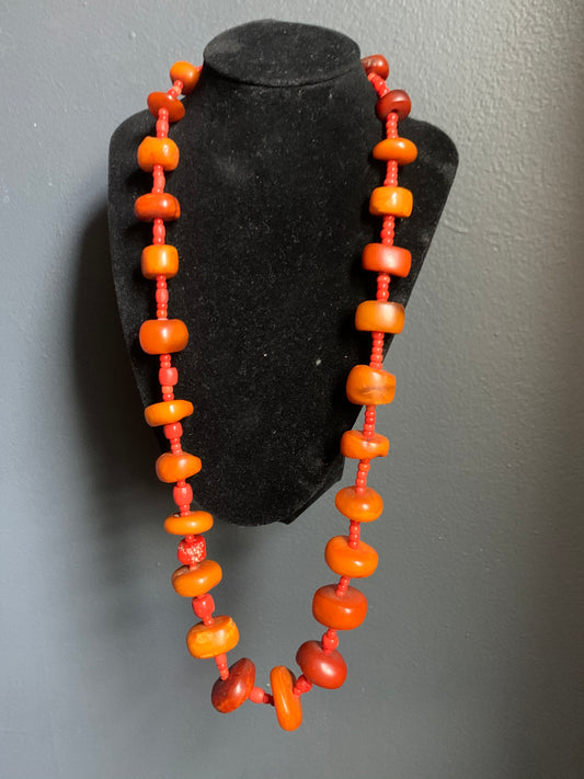 Amber and coral necklace