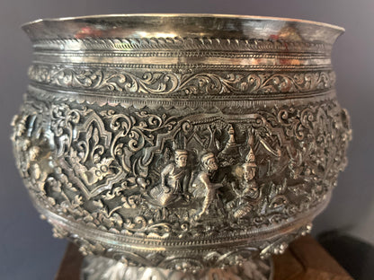 A silver rice bowl