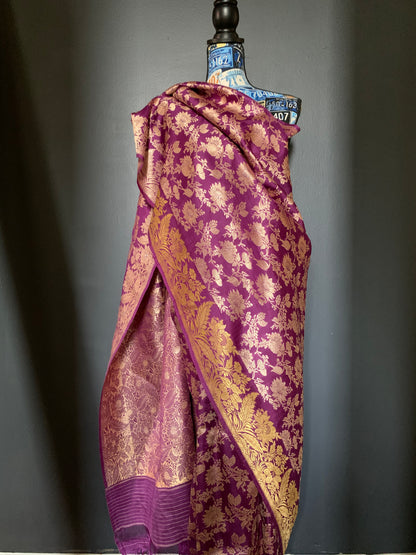 An Aubergene Benarasi saree