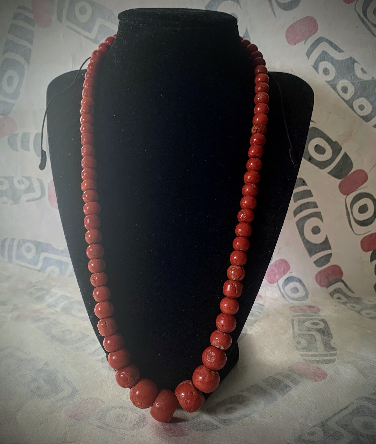 A necklace with antique coral beads