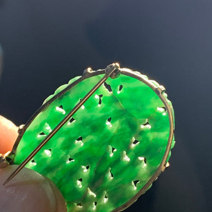 Vintage jade brooch