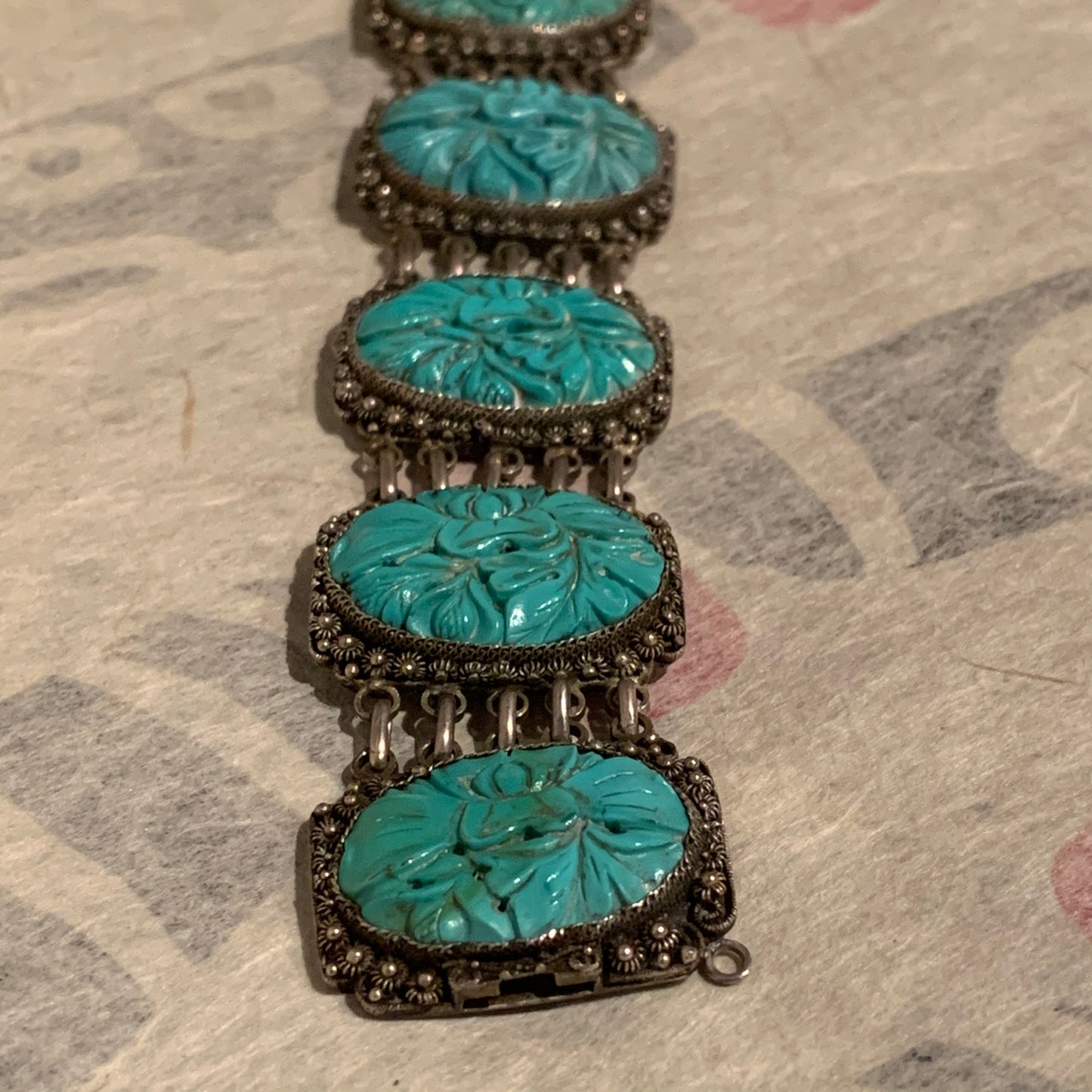 Vintage carved Turquoise jewelry set