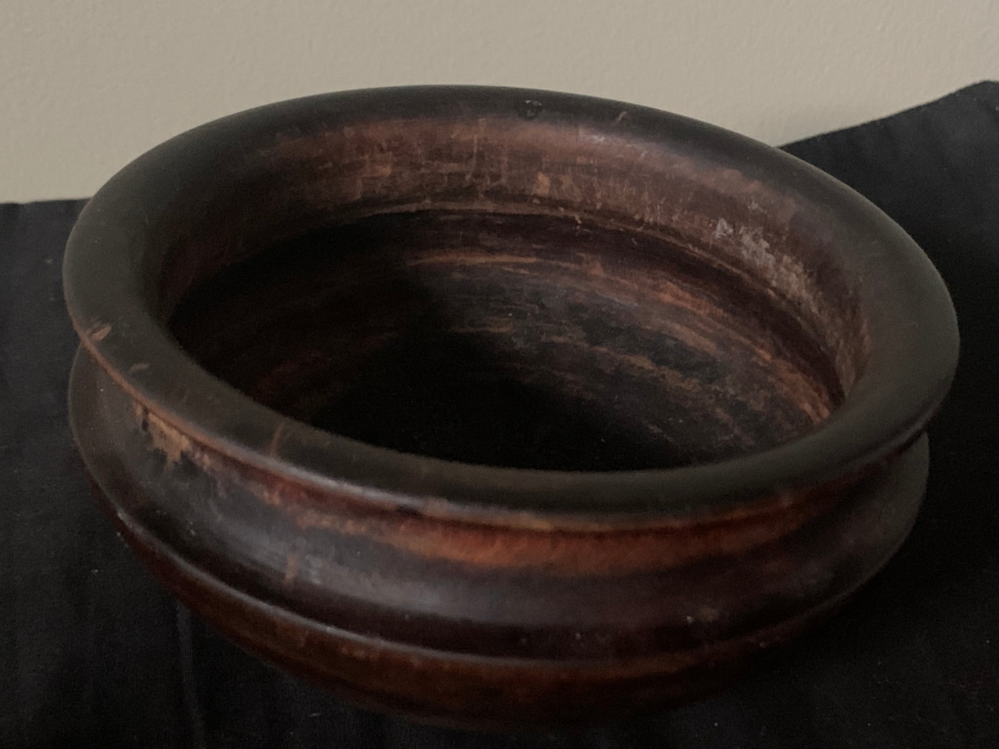 A vintage Tibetan wooden bowl