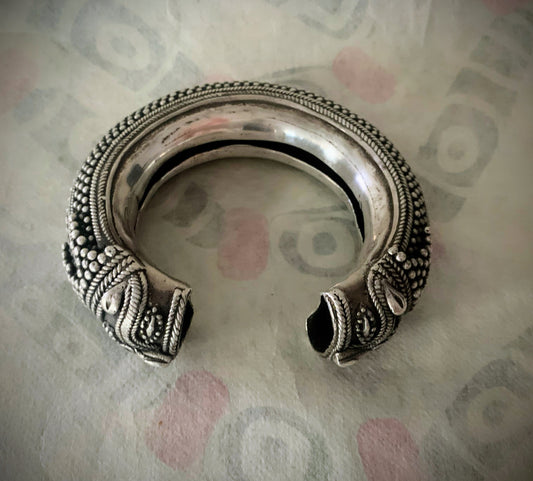 An antique Indian silver cuff bangle