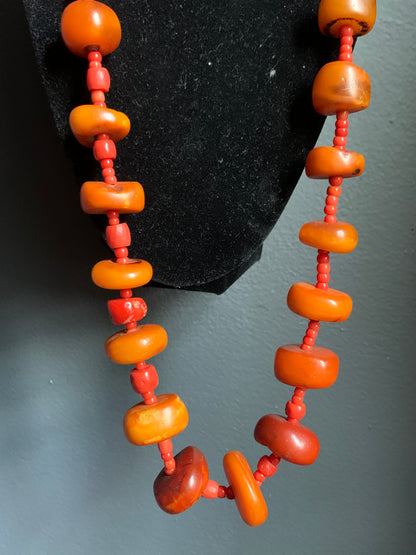 Amber and coral necklace