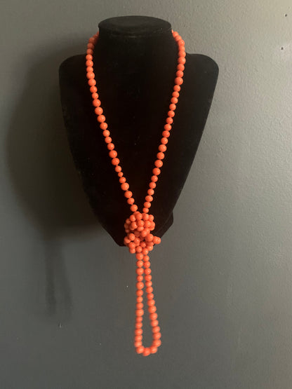 A double length coral necklace