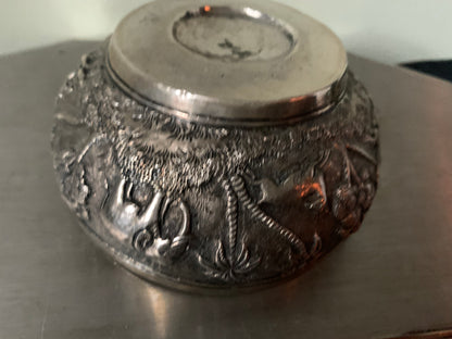 Silver repousse bowl