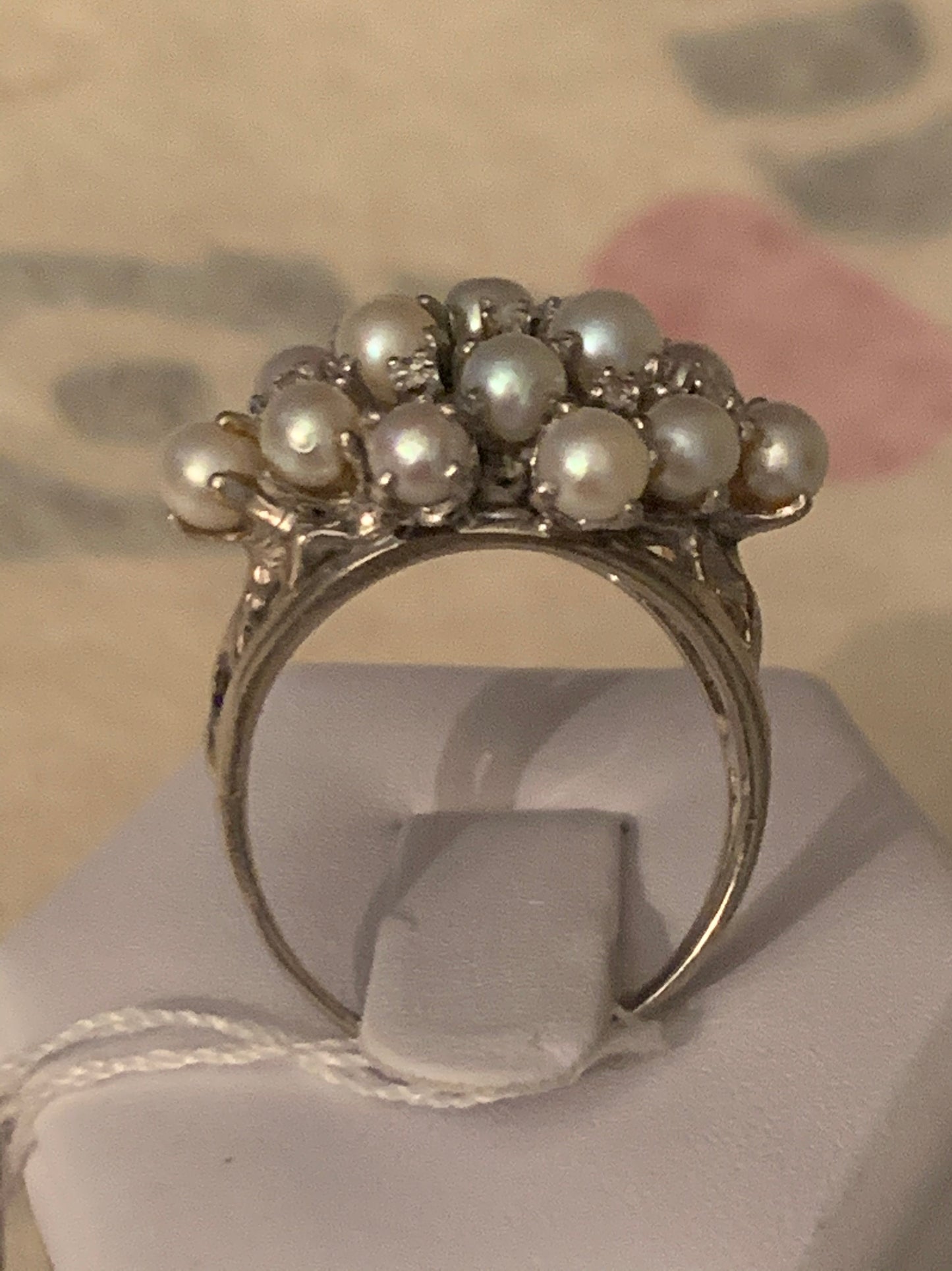 Vintage pearl and diamond ring