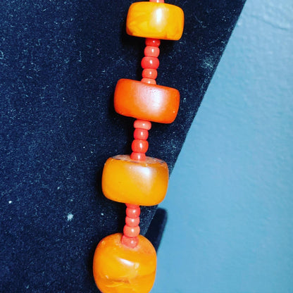 Amber and coral necklace