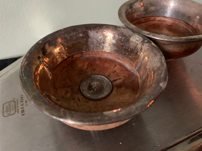 Wooden Tibetan bowls with silver details