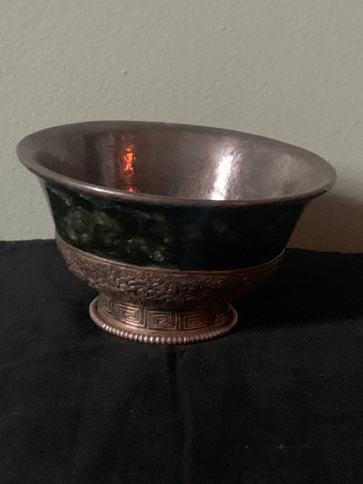 A Tibetan jade silver cup