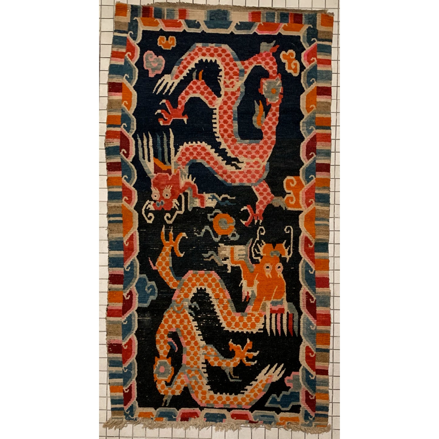 Antique Tibetan Dragon rug