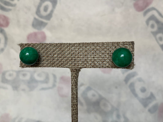 A pair of jade stud earrings