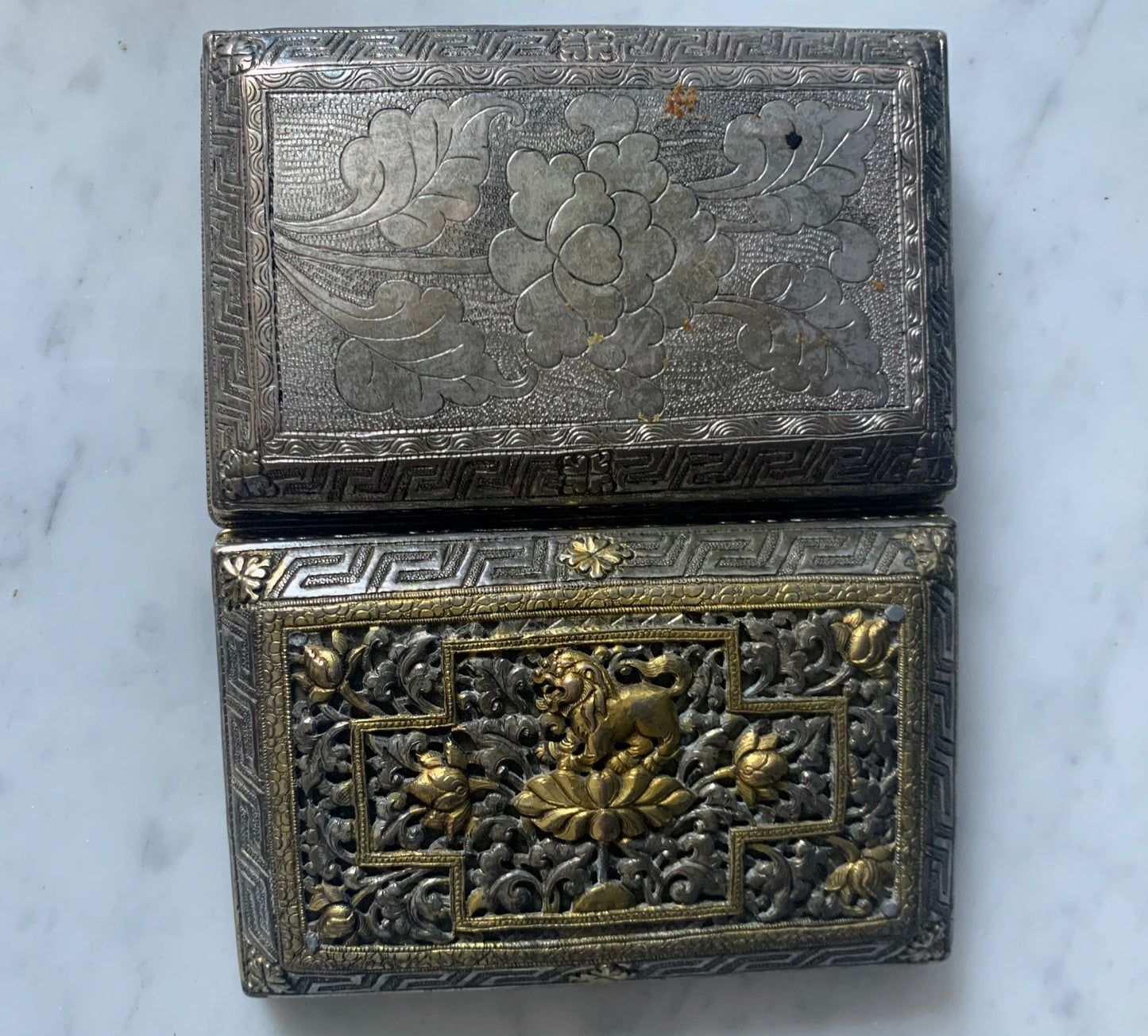 A Bhutanese betel nut silver box