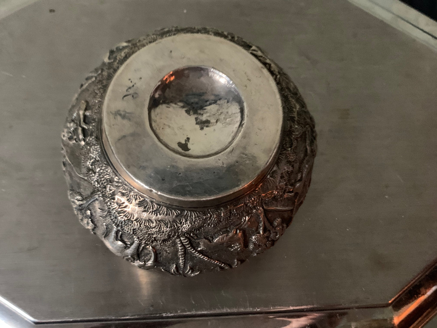Silver repousse bowl