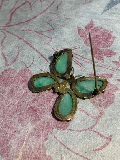 Vintage jade and cloisonne butterfly Brooch