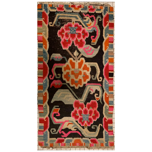 Antique  Tibetan floral motif rug