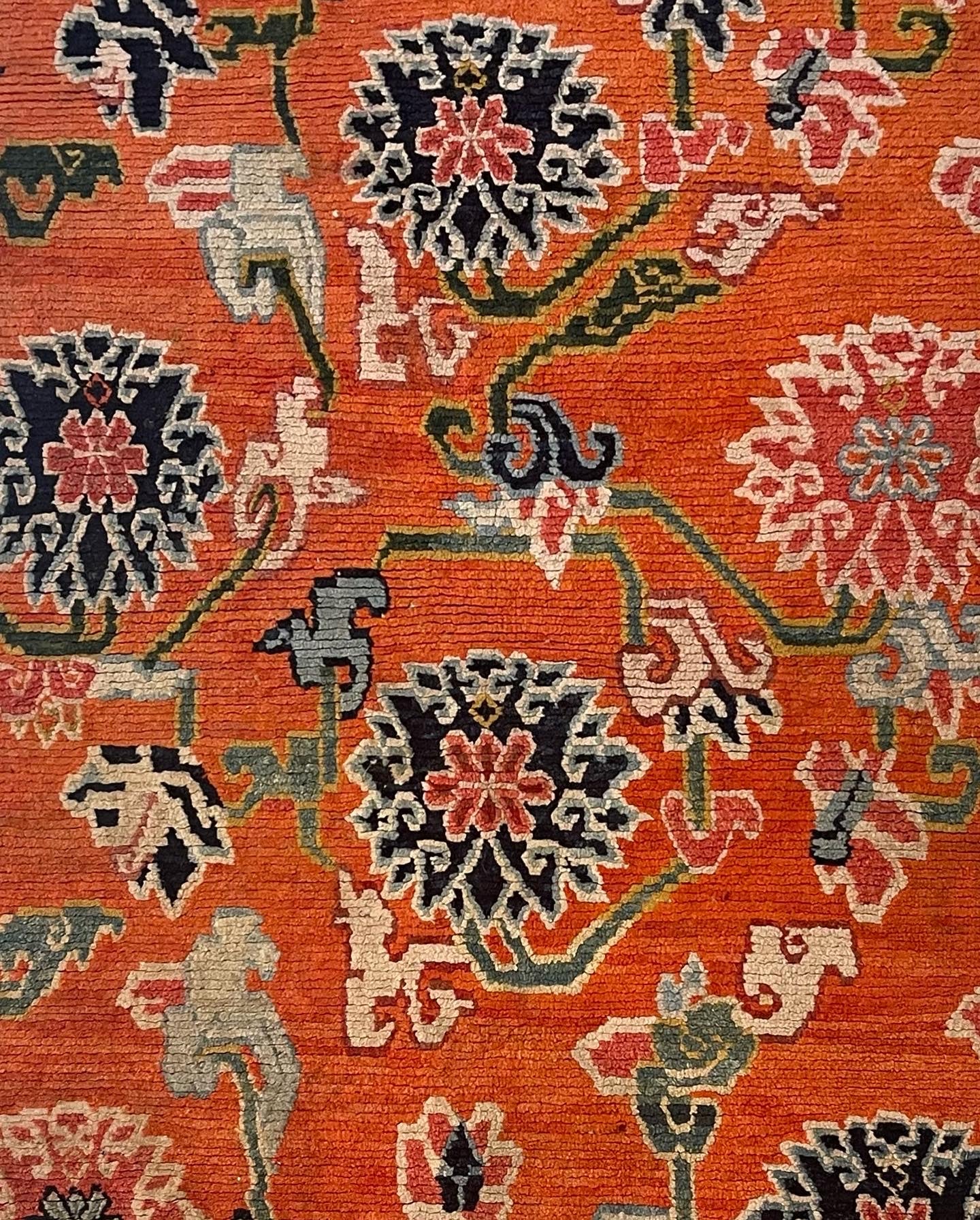 A rare 19th C./20th Century rare antique Tibetan floral rug
