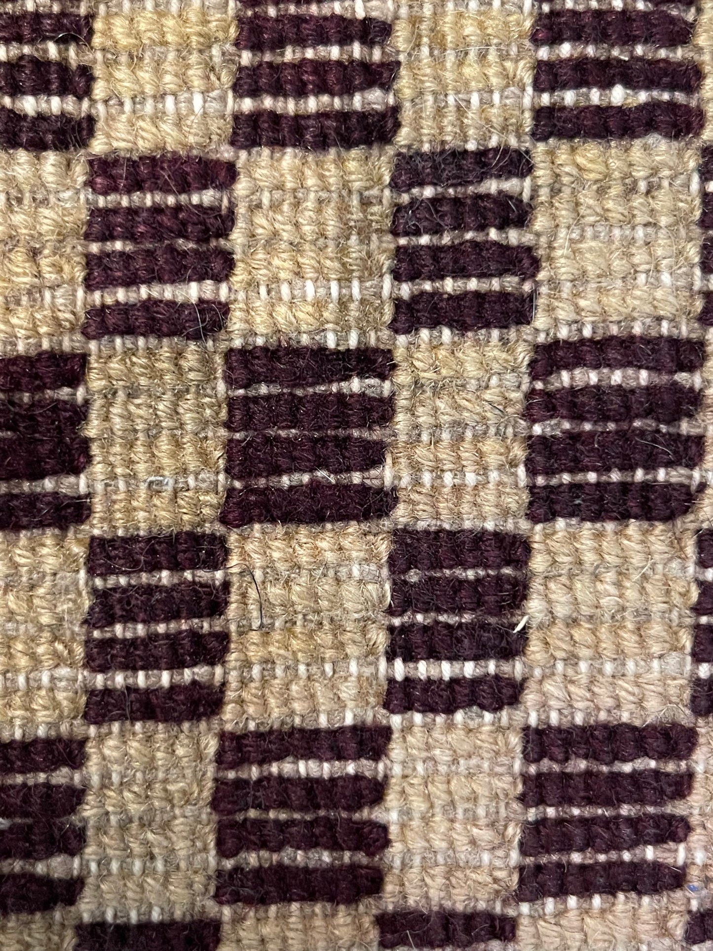 An antique Tibetan checkerboard handmade wool  rug