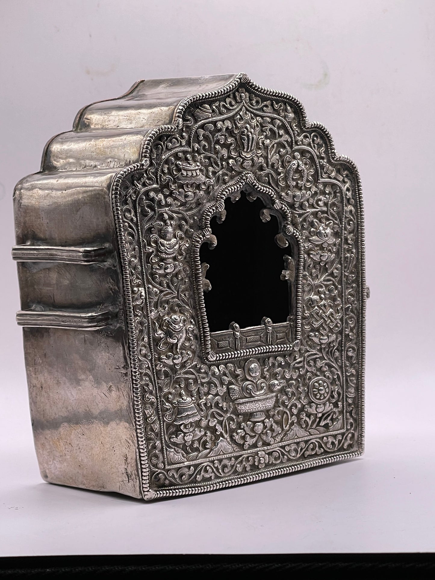 An antique 19th C., silver Tibetan ghau