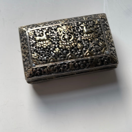 An antique Bhutanese betel nut silver box