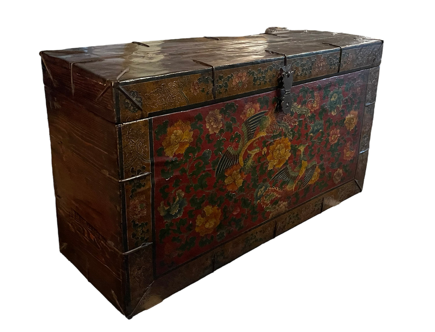 An antique Tibetan wooden chest