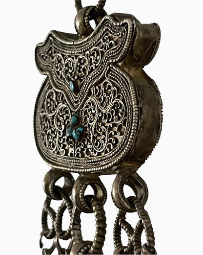 Late 19th C. Silver chatelaine with chains