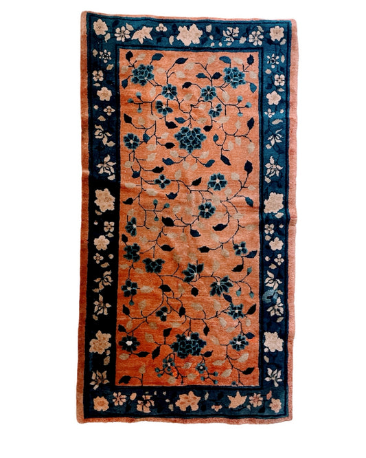 An antique handwoven Chinese rug