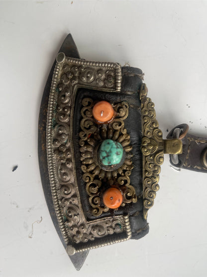 Antique Tibetan belt pendants- mechak or flint purses