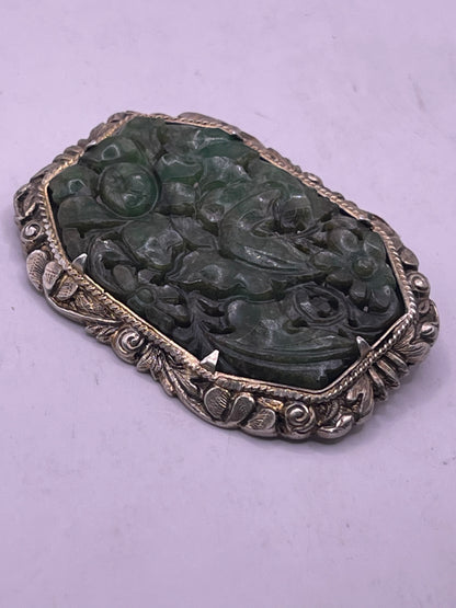 Large vintage  jade brooch