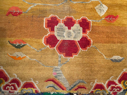 19th C./20th Century rare antique Tibetan floral rug