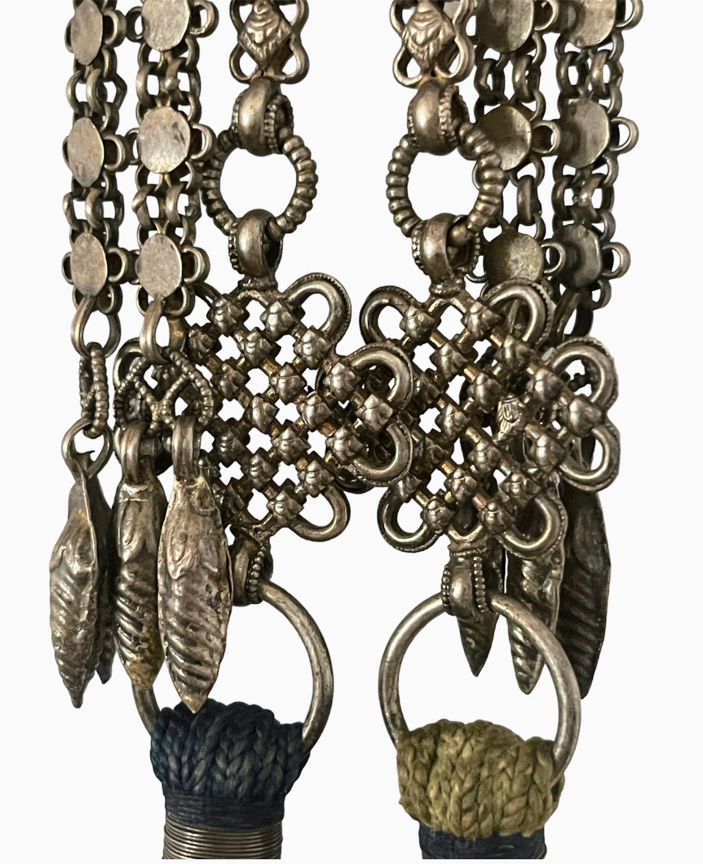 Late 19th C. Silver chatelaine with chains