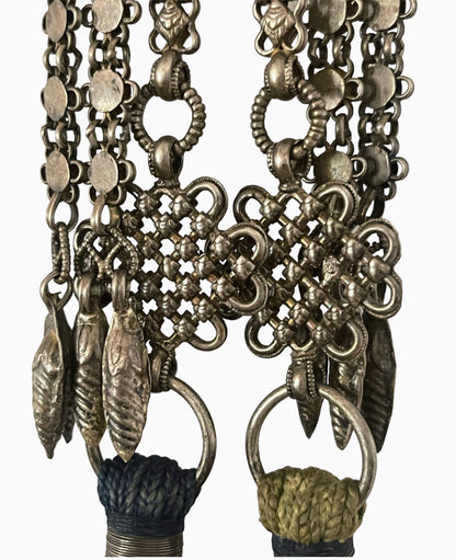 Late 19th C. Silver chatelaine with chains
