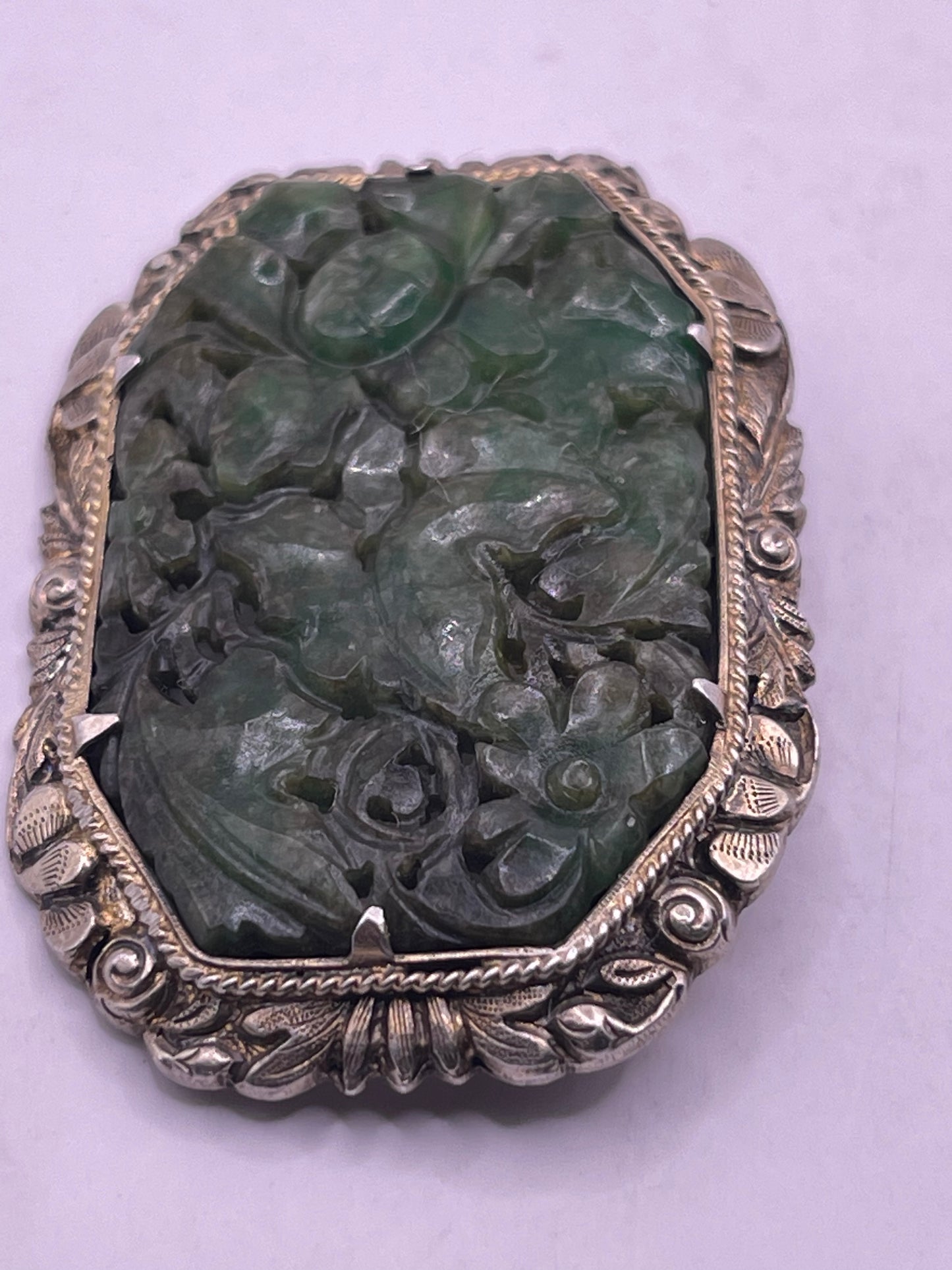 Large vintage  jade brooch