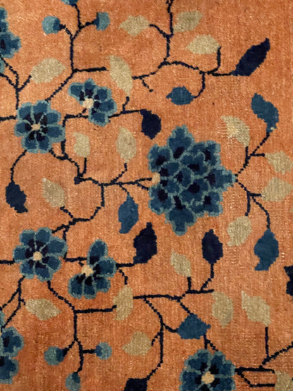 An antique handwoven Chinese rug